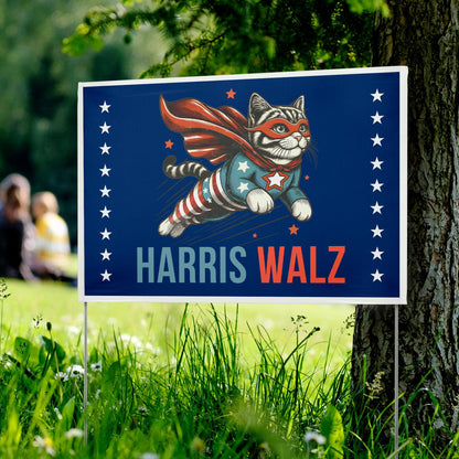 Harris Walz 2024 Yard Sign, 2024 Campaign Election Sign, Vote Kamala, Democrat, Lawn Protest Sign, Kamala Harris, Cat Ladies, Childless Cat