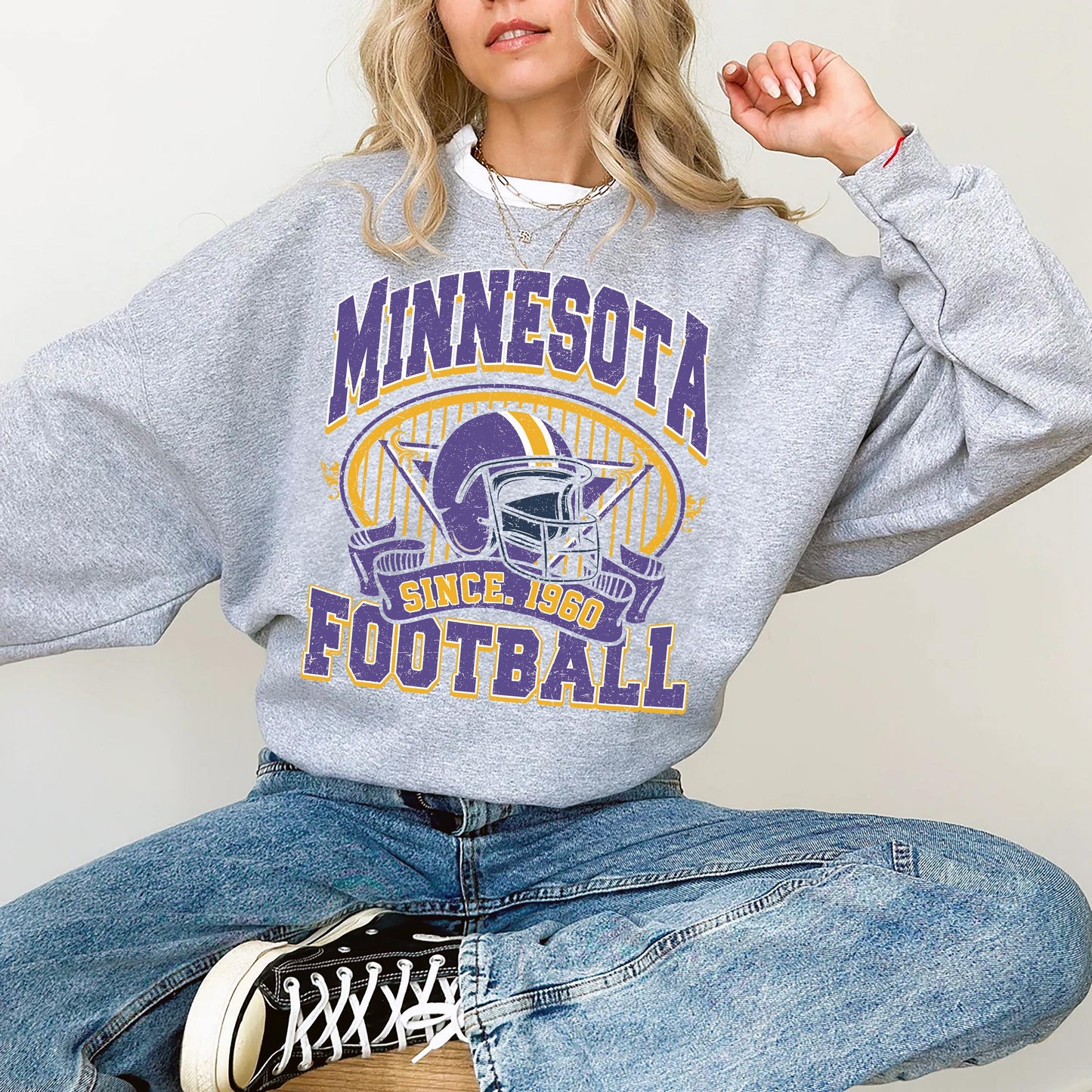 Minnesota Football Sweatshirt Viking Sweatshirt Crewneck Minnesota Football Crewneck Sunday Minnesota/ Minnesota Team Football Shirt