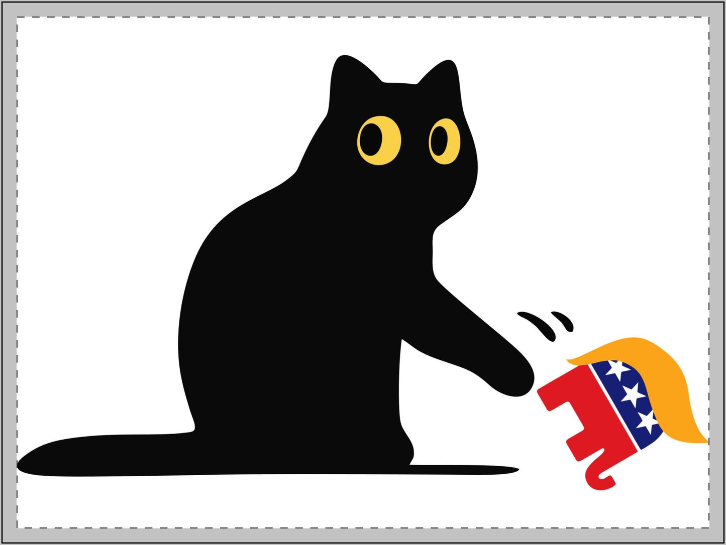 Kamala Harris 2024 Yard Sign with Black Cat Knocking Over MAGA GOP Elephant - Political Campaign Sign