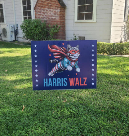 Harris Walz 2024 Yard Sign, 2024 Campaign Election Sign, Vote Kamala, Democrat, Lawn Protest Sign, Kamala Harris, Cat Ladies, Childless Cat