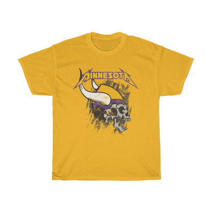 Minnesota Football Heavy Metal Skull T-Shirt w/ Distressed Vintage Style Art // Skol Stefon Diggs Kirk Cousins