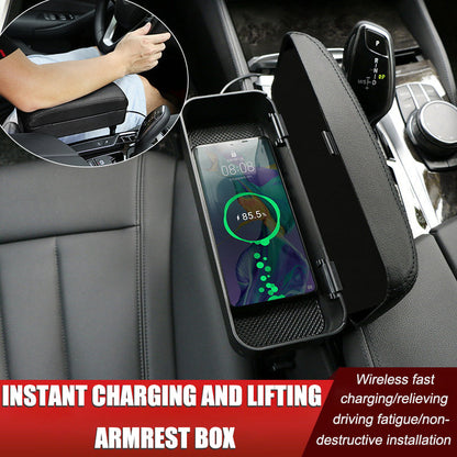 🚗Car driving elbow rest armrest box wireless charging storage box car seat gap storage box (2024 new model with exclusive logo customization)