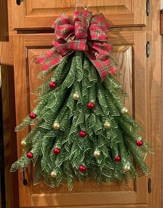 Last Day 50% OFF - Handmade Christmas Tree Wreath for Front Door