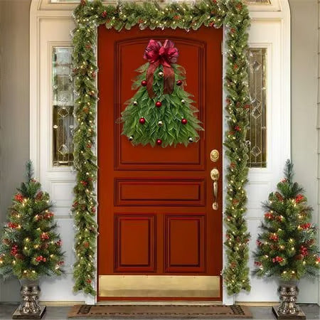 Last Day 50% OFF - Handmade Christmas Tree Wreath for Front Door