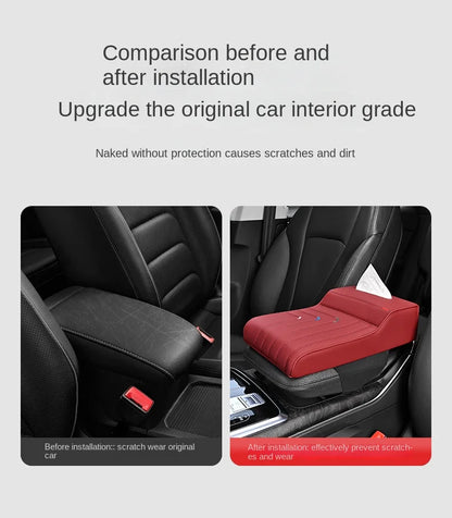 Car armrest heightening leather pillow (suitable for 99% of car models)