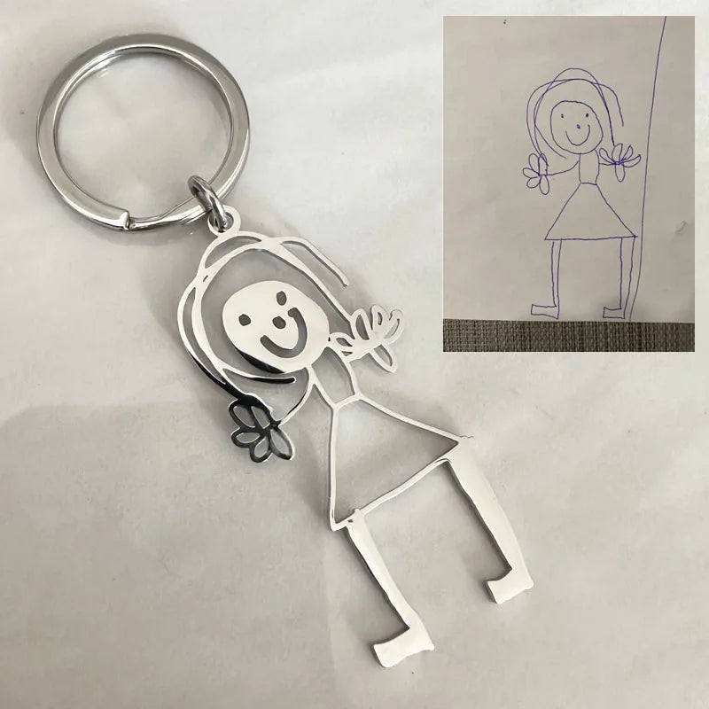 HOT SALE🔥Customized Drawing Keychain, Personalized Custom Photo Car Keyring Key Chains Jewelry