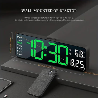 ⚡13" Large Digital Clock with Temperature, Date, Auto DST, Night Light, Auto Brightness Dimmer