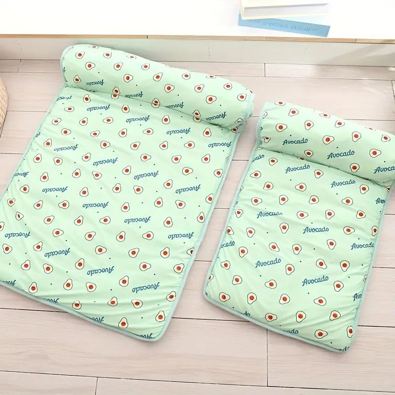 Cooling Cat Bed - Summer Pet Sleeping Mat with Pillow