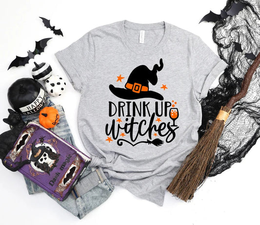 Drink Up Witches Shirt, Halloween Party Shirt, Halloween Party Outfit, Halloween Gift, Halloween Shirts for Women, Matching Halloween Shirts