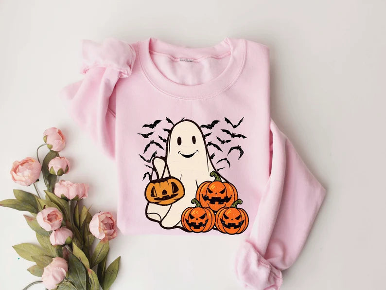 Ghost Halloween Sweatshirt, Womens Halloween Shirt, Halloween Party Shirt, Fall Sweatshirt, Halloween Gift, Halloween Costume