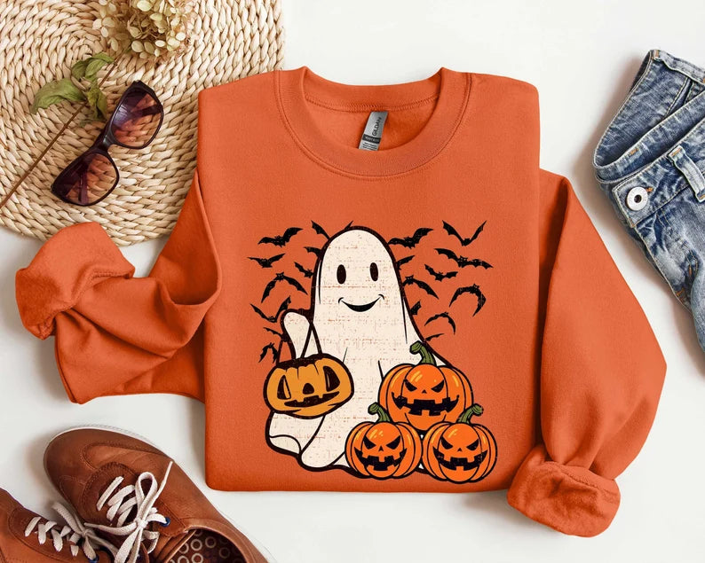 Ghost Halloween Sweatshirt, Womens Halloween Shirt, Halloween Party Shirt, Fall Sweatshirt, Halloween Gift, Halloween Costume