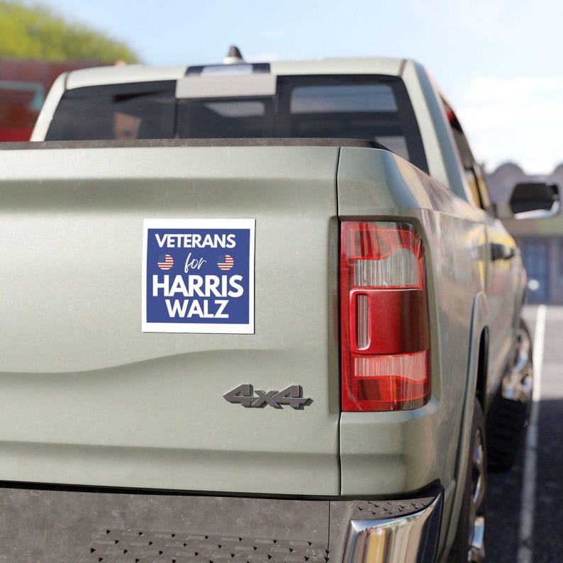 Veterans for Harris Walz 2024 Kamala Harris for President 2024 Car Bumper Magnet Sticker Square Harris for President SWAG Military Patriotic