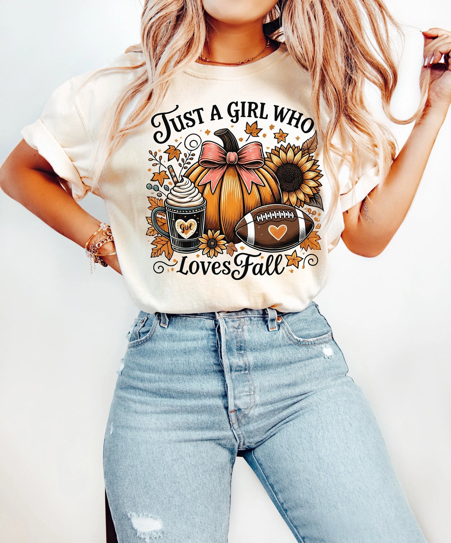 Just A Girl Who Loves Fall T shirt, Fall Sublimation Design, Pumpkin Spice , Autumn