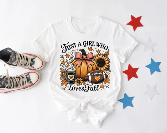 Just A Girl Who Loves Fall T shirt, Fall Sublimation Design, Pumpkin Spice , Autumn