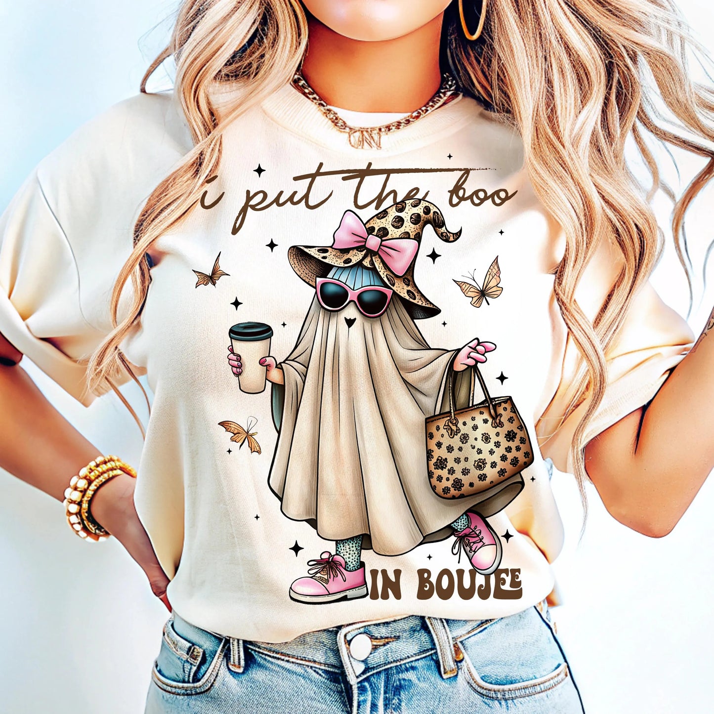 I Put The Boo In Boujee Ghost T-Shirt , Ghost Sublimation Design