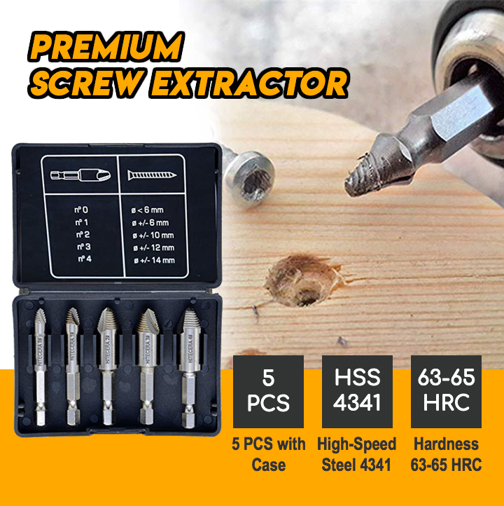 PREMIUM Hardened Screw Extractor [Set of 5 pcs]